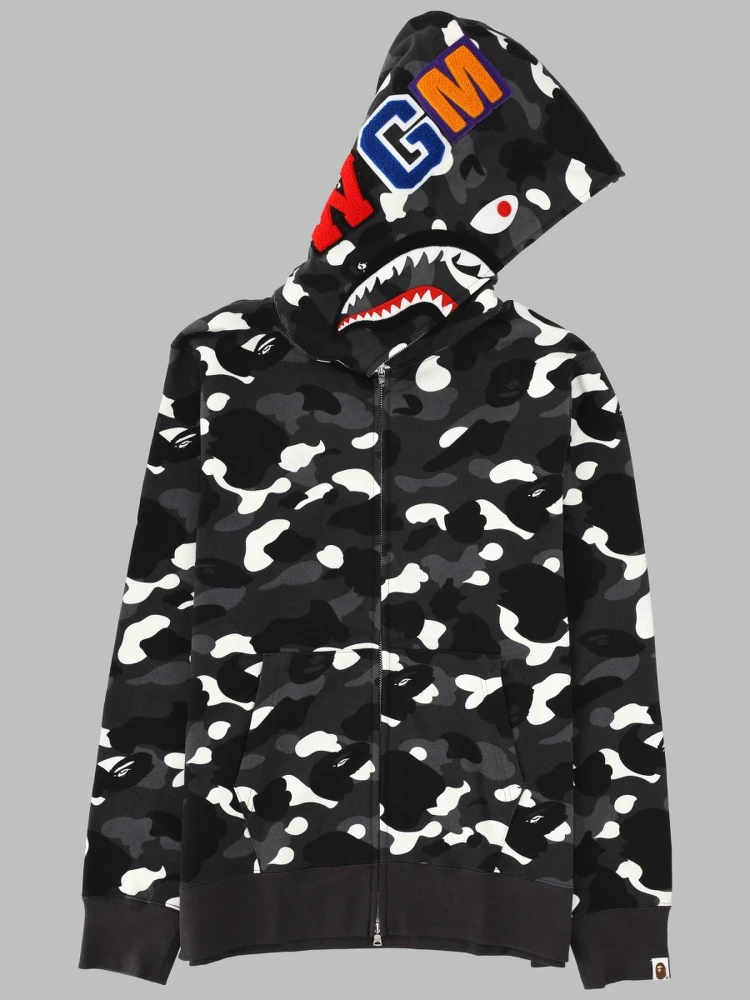 FELPA "SHARK" CON ZIP E CAPPUCCIO