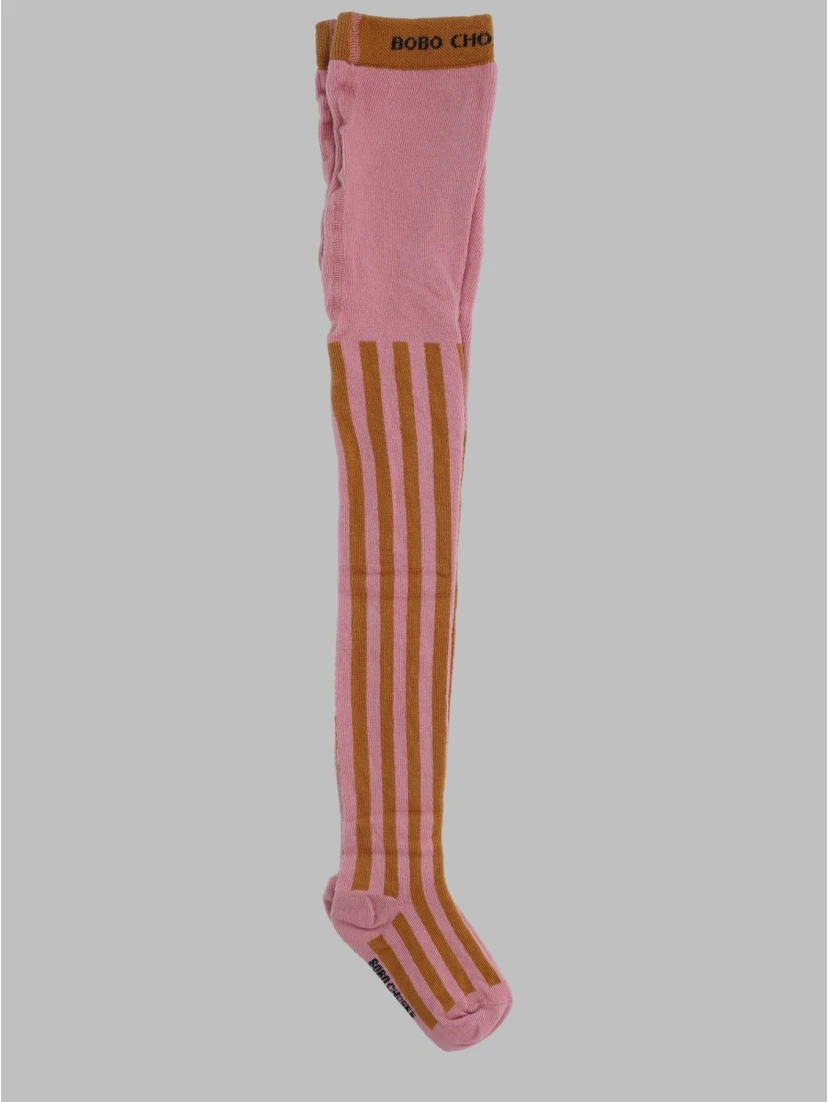 thin stripse pink tights