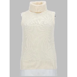 TOP SMANICATO A COLLO ALTO IN MISTO LANA