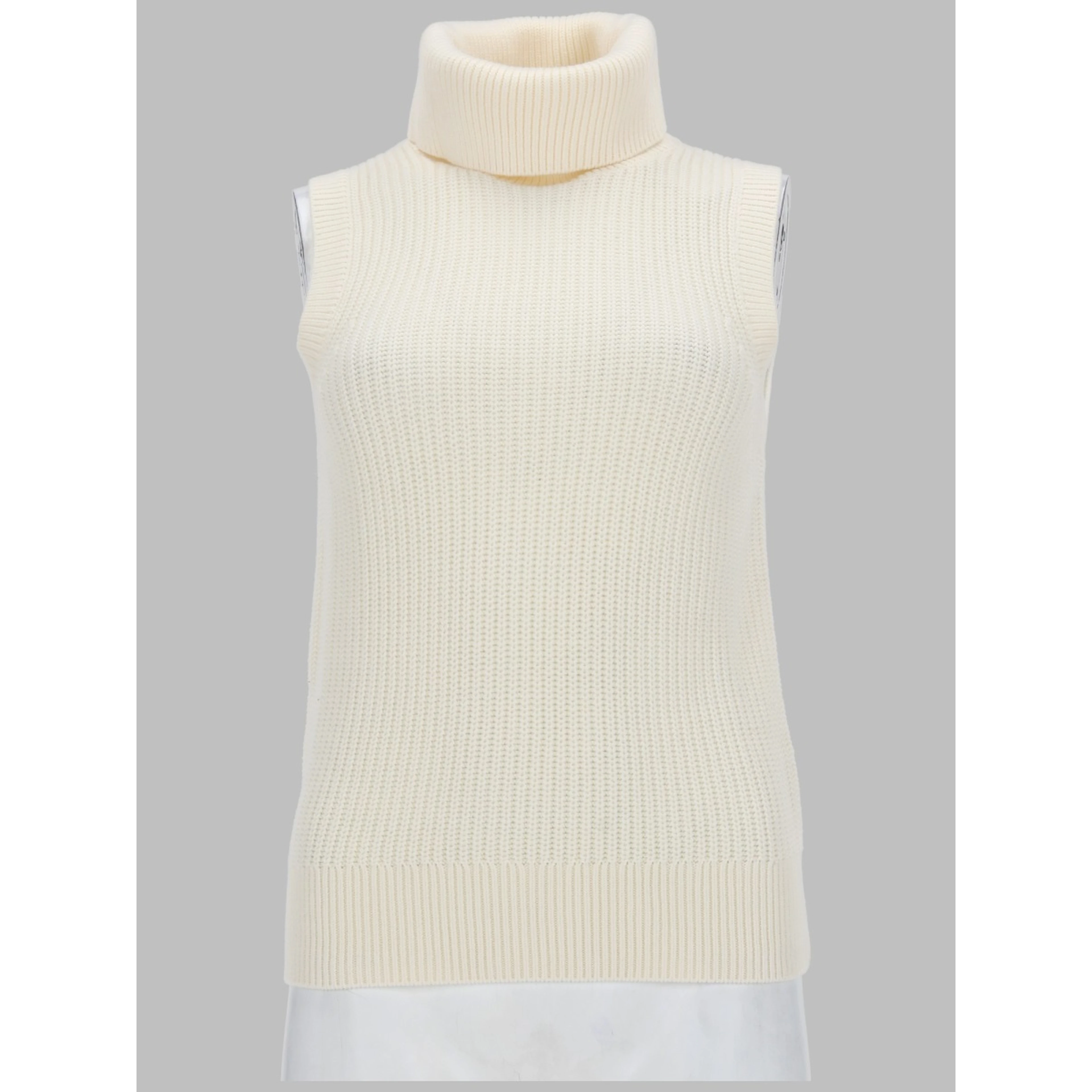 TOP SMANICATO A COLLO ALTO IN MISTO LANA