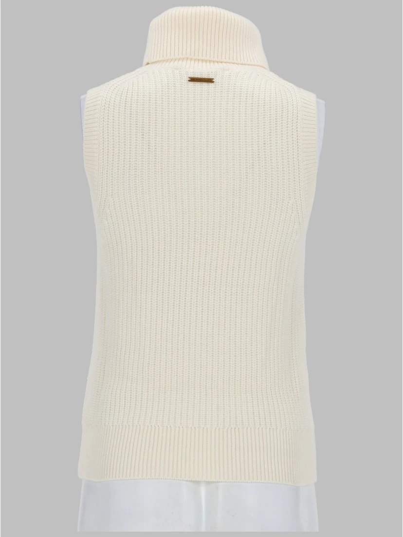 TOP SMANICATO A COLLO ALTO IN MISTO LANA