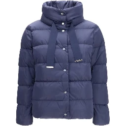 Blue Polyester Full-Length Jacket