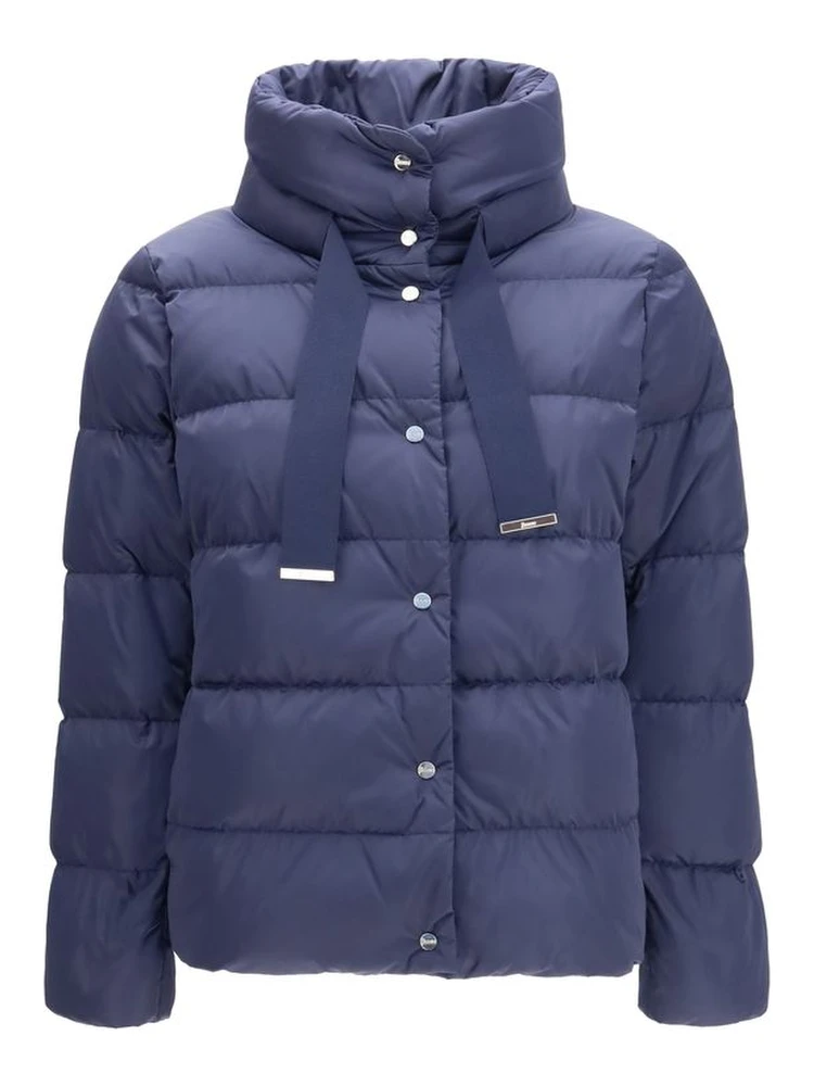 Blue Polyester Full-Length Jacket