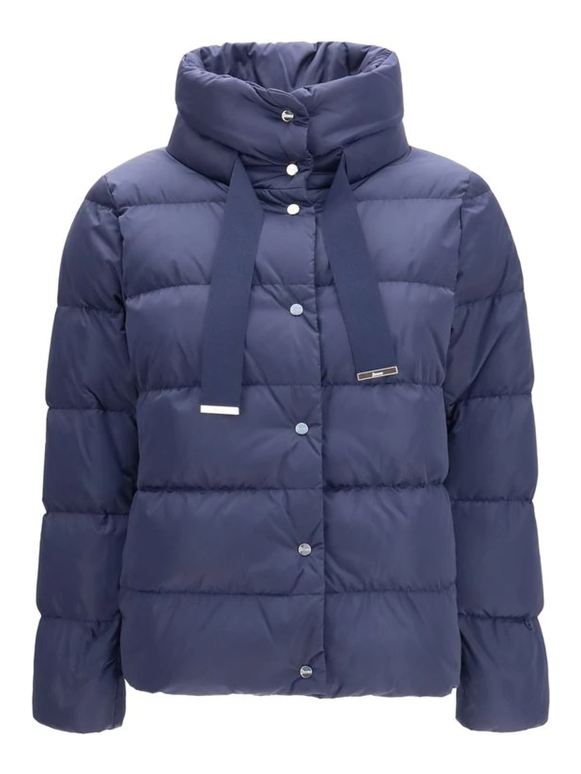 Blue Polyester Full-Length Jacket