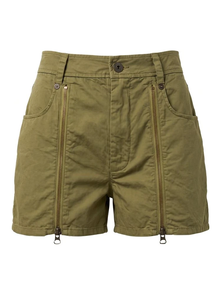 Green Cotton Women Shorts