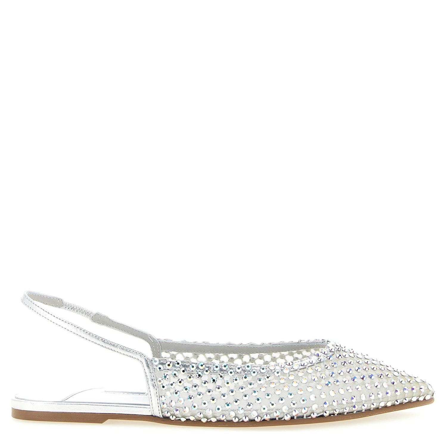 Silver Polyester Ballet Flats