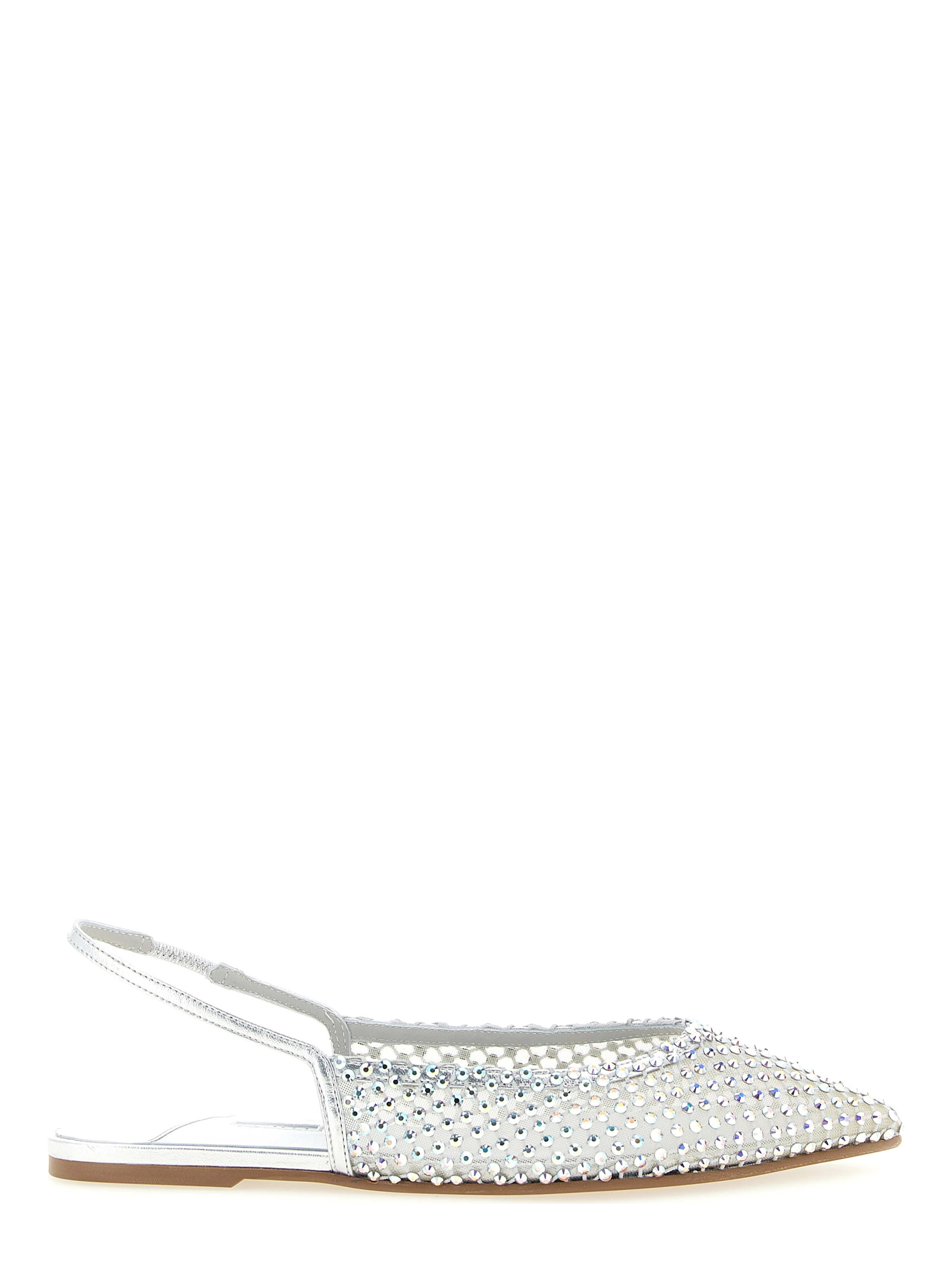 Silver Polyester Ballet Flats