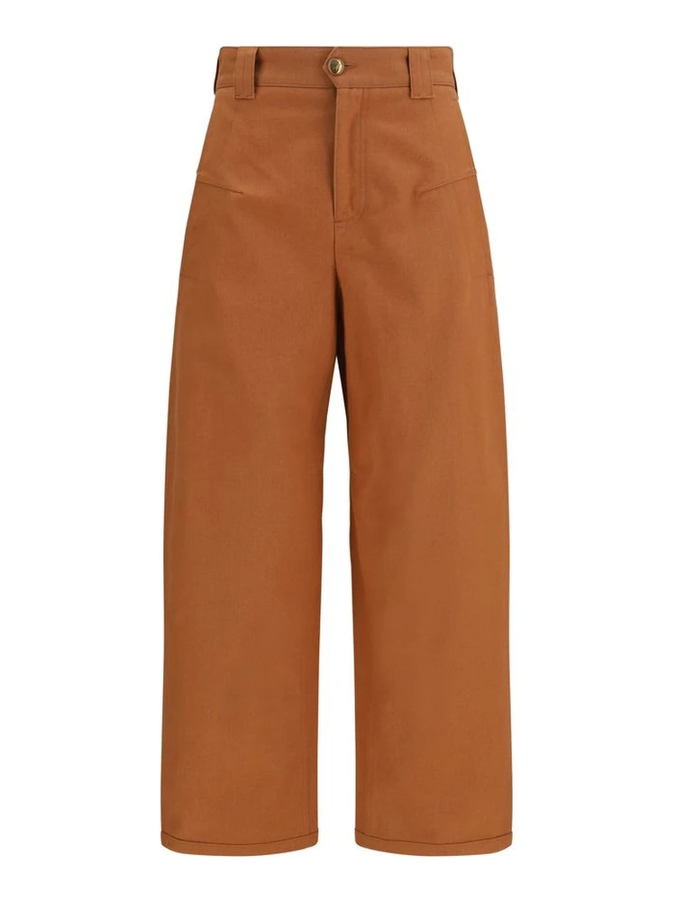Orange Cotton Casual Pants