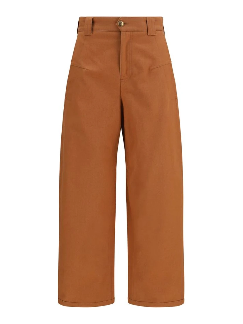 Orange Cotton Casual Pants