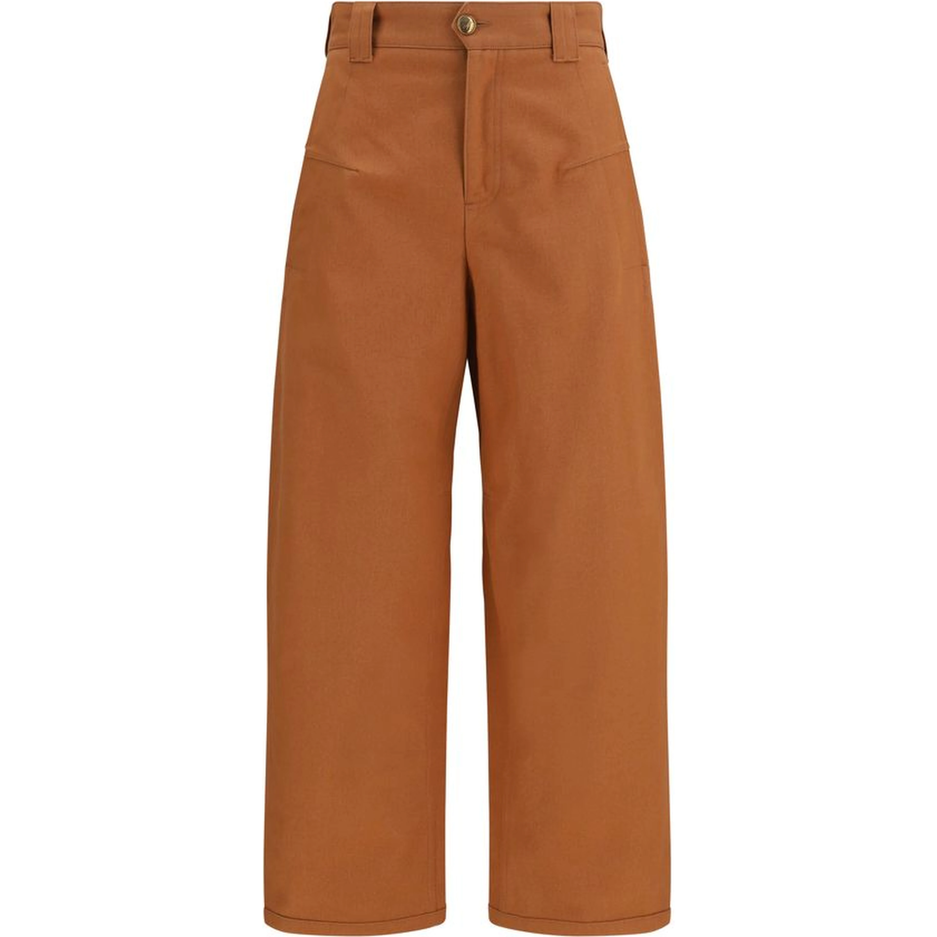 Orange Cotton Casual Pants