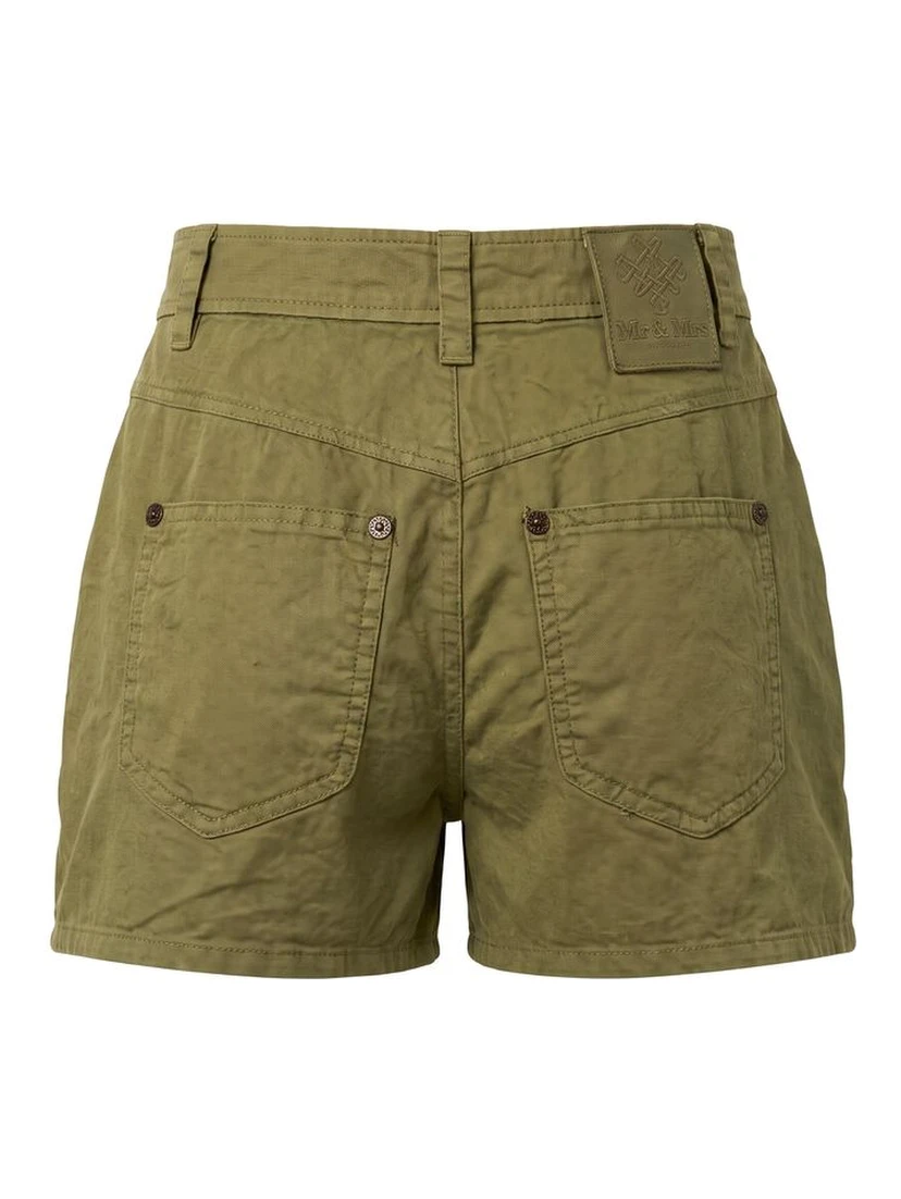Green Cotton Women Shorts
