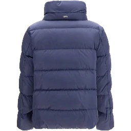 Blue Polyester Full-Length Jacket