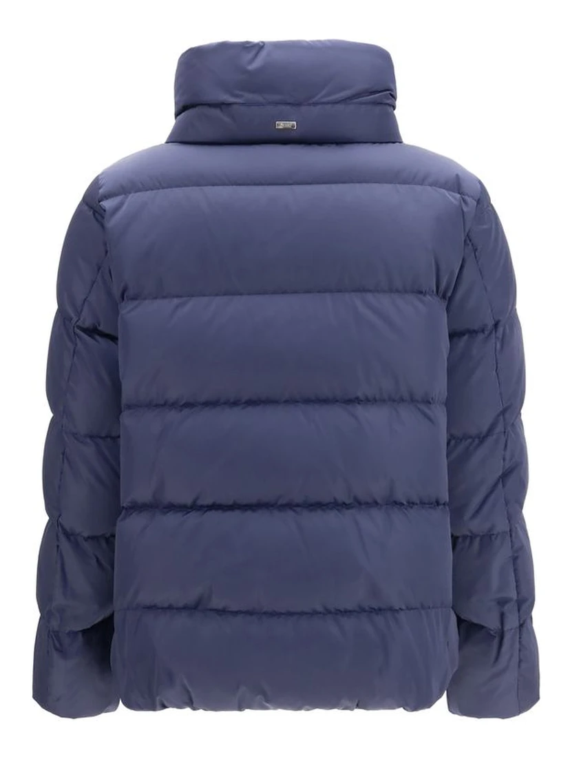 Blue Polyester Full-Length Jacket