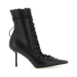 Black Lamb Leather Ankle Boots