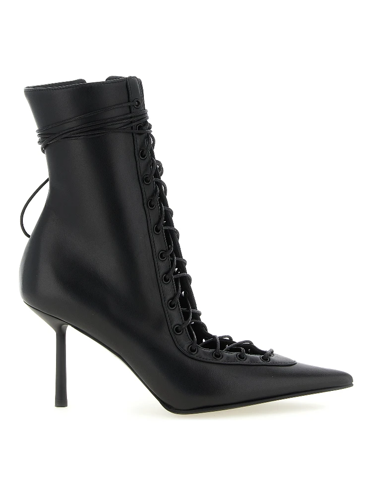 Black Lamb Leather Ankle Boots