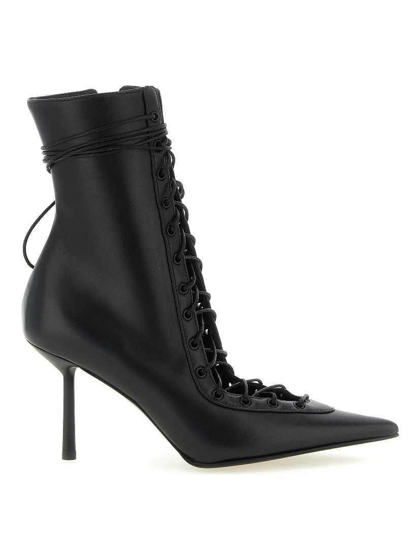 Black Lamb Leather Ankle Boots