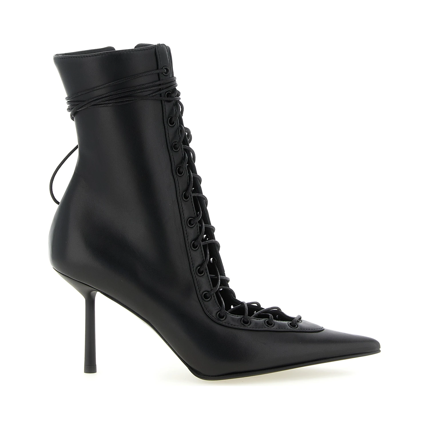 Black Lamb Leather Ankle Boots