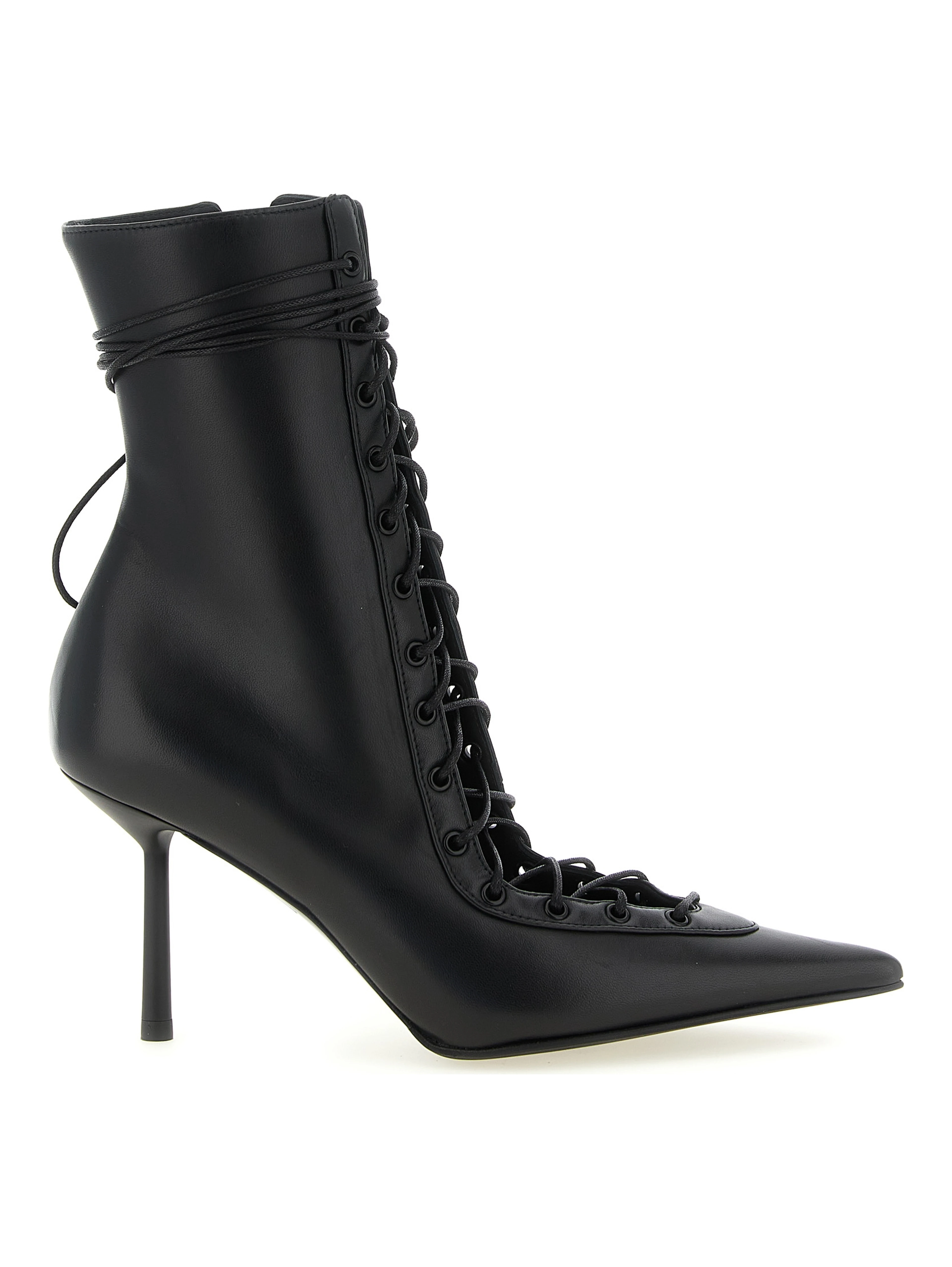 Black Lamb Leather Ankle Boots