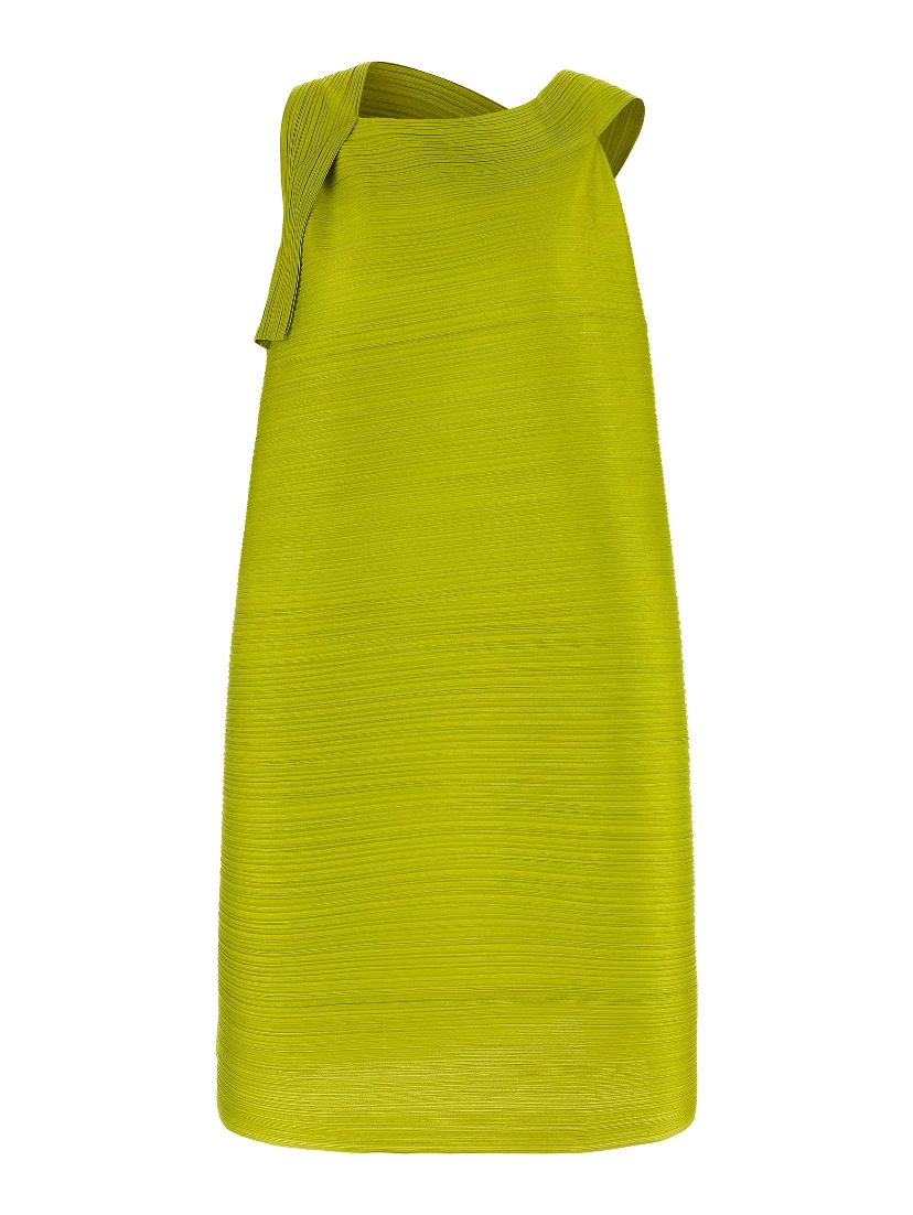 Bicolor Polyester Midi Dress