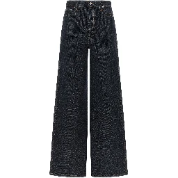 Blue Cotton Flared Jeans