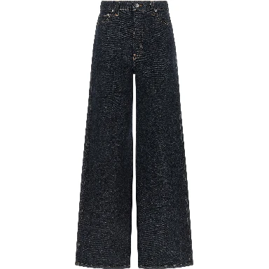 Blue Cotton Flared Jeans