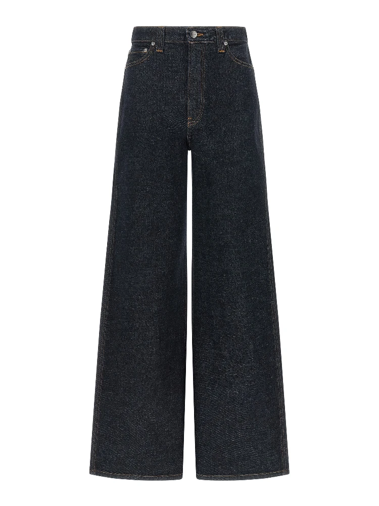 Blue Cotton Flared Jeans