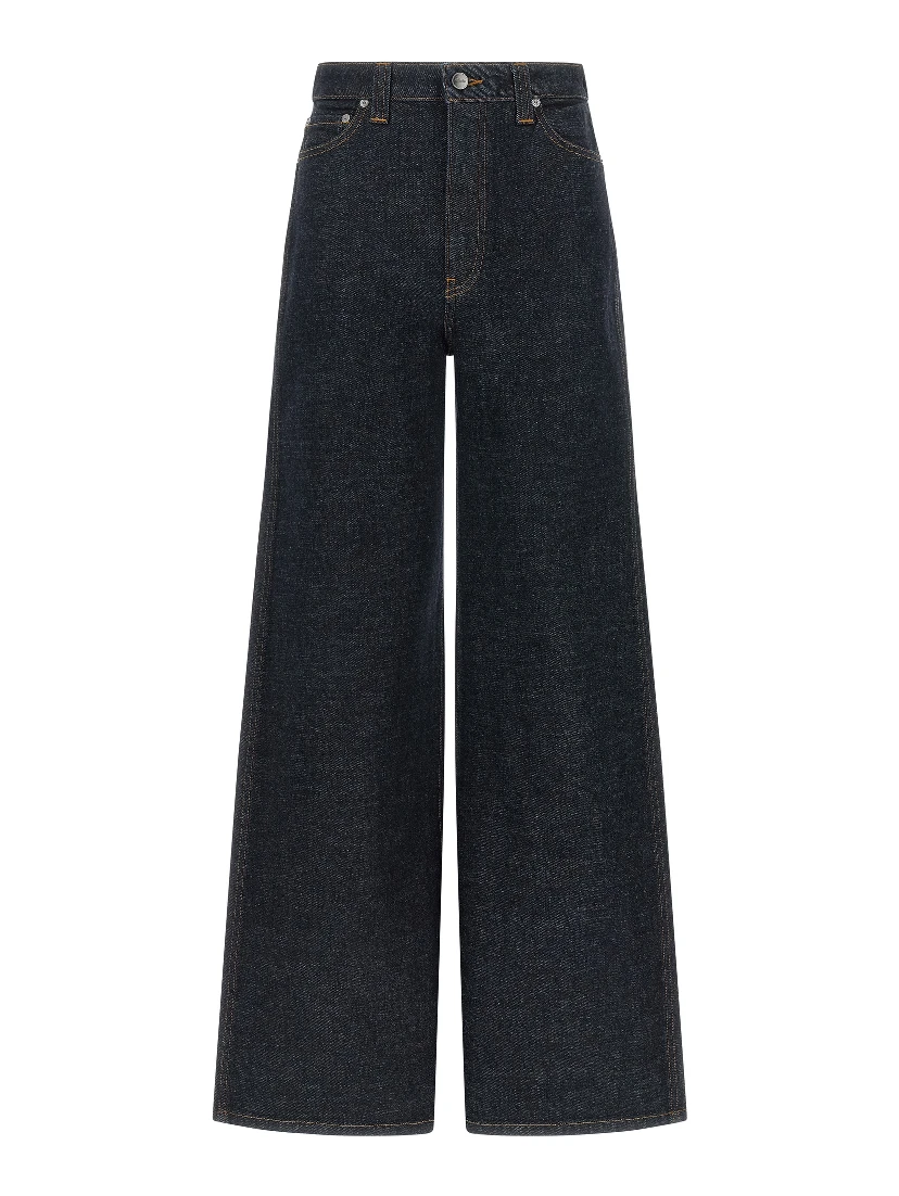 Blue Cotton Flared Jeans