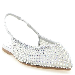 Silver Polyester Ballet Flats