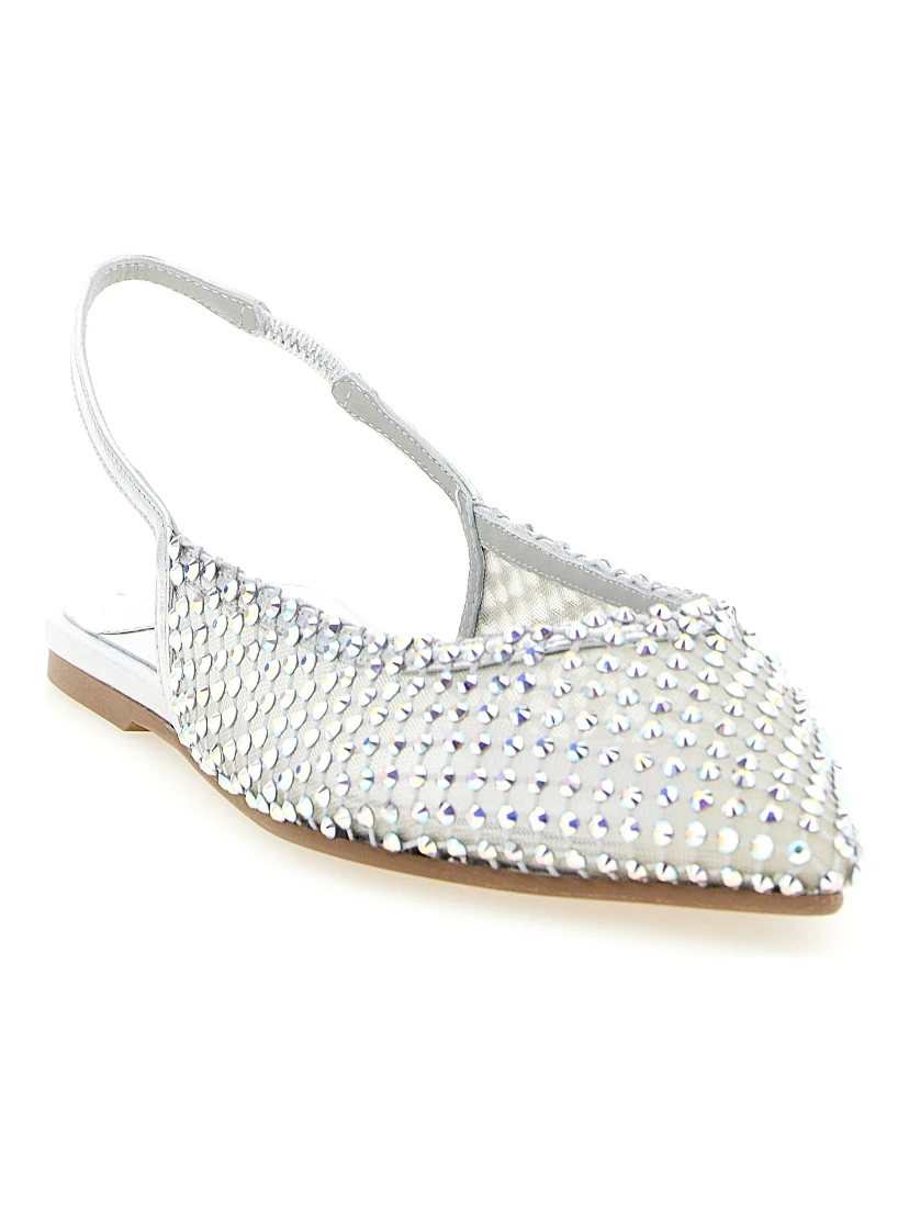 Silver Polyester Ballet Flats
