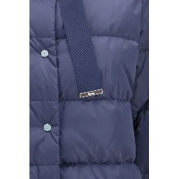 Blue Polyester Full-Length Jacket