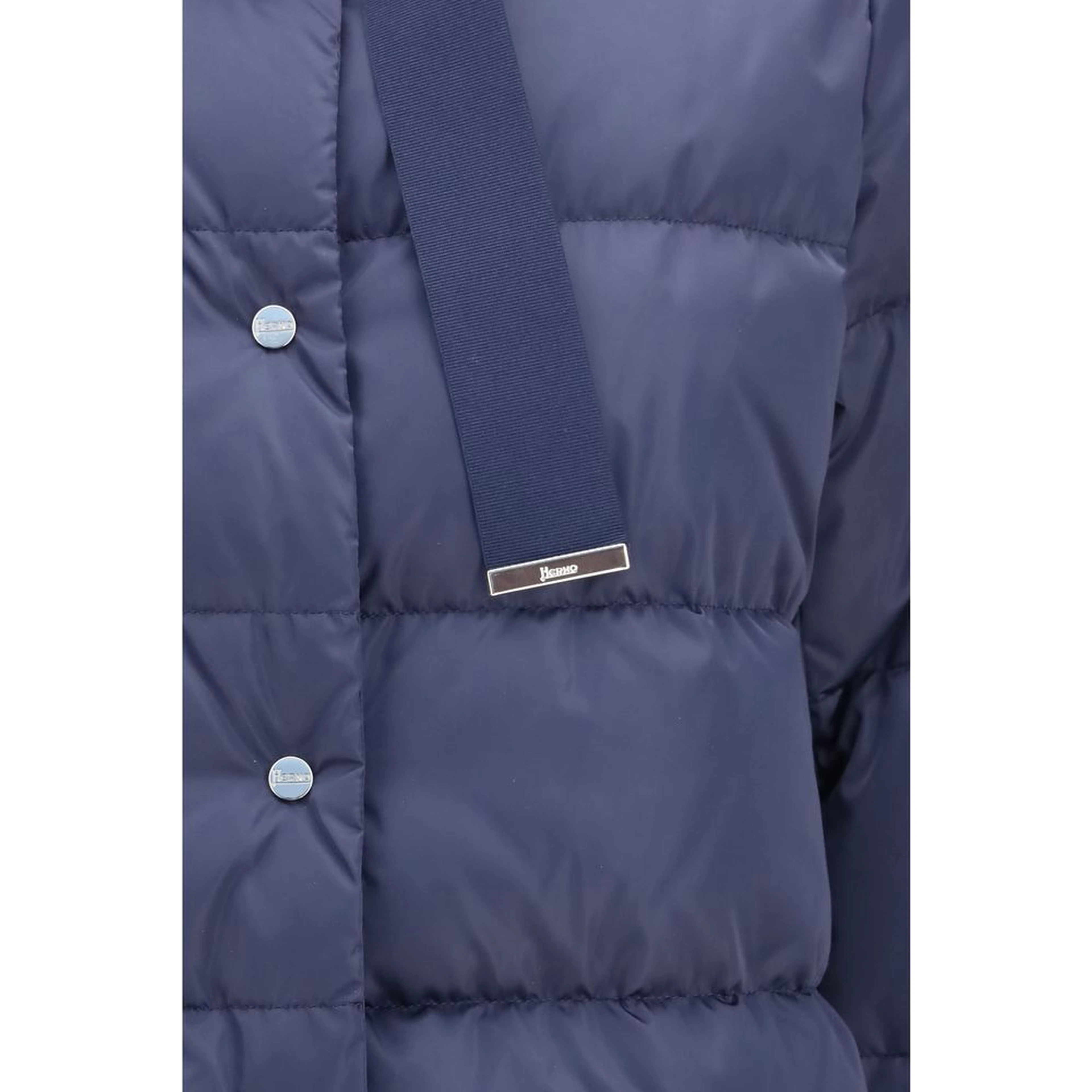 Blue Polyester Full-Length Jacket