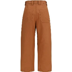 Orange Cotton Casual Pants