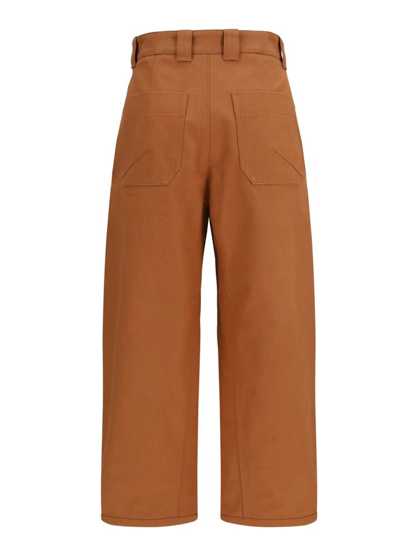Orange Cotton Casual Pants