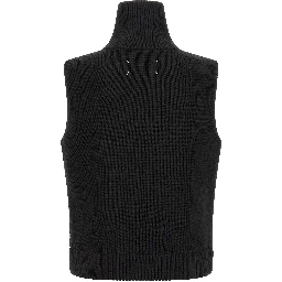 Black Wool Sleeveles Sweater