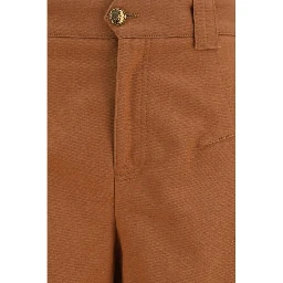 Orange Cotton Casual Pants