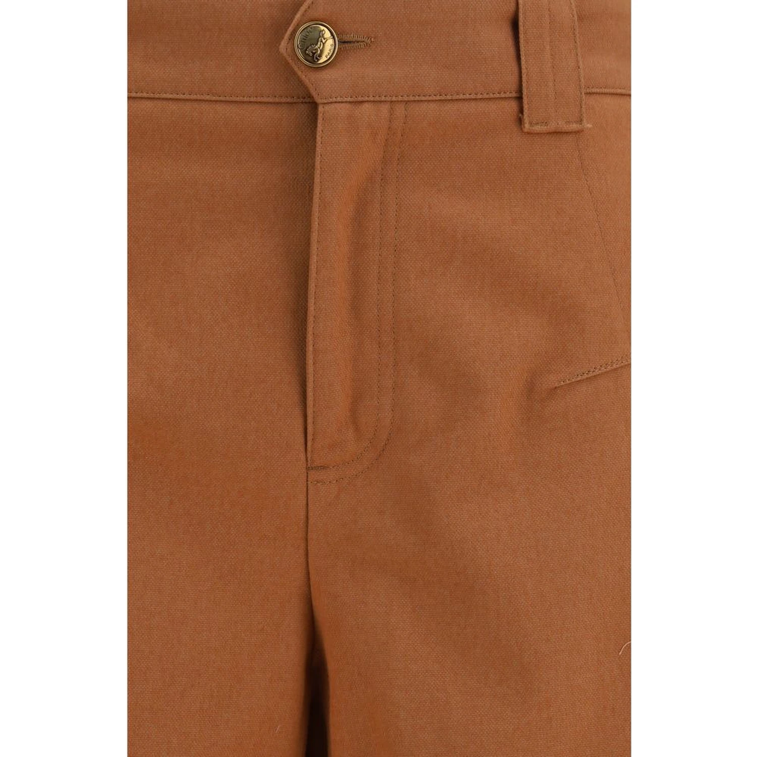 Orange Cotton Casual Pants