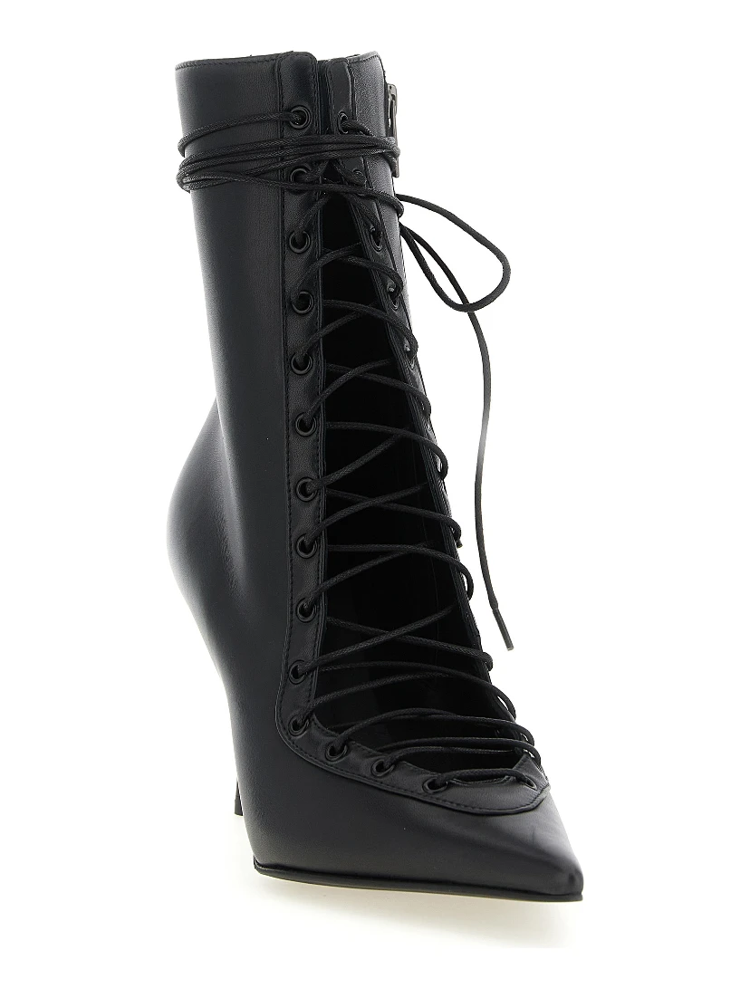 Black Lamb Leather Ankle Boots