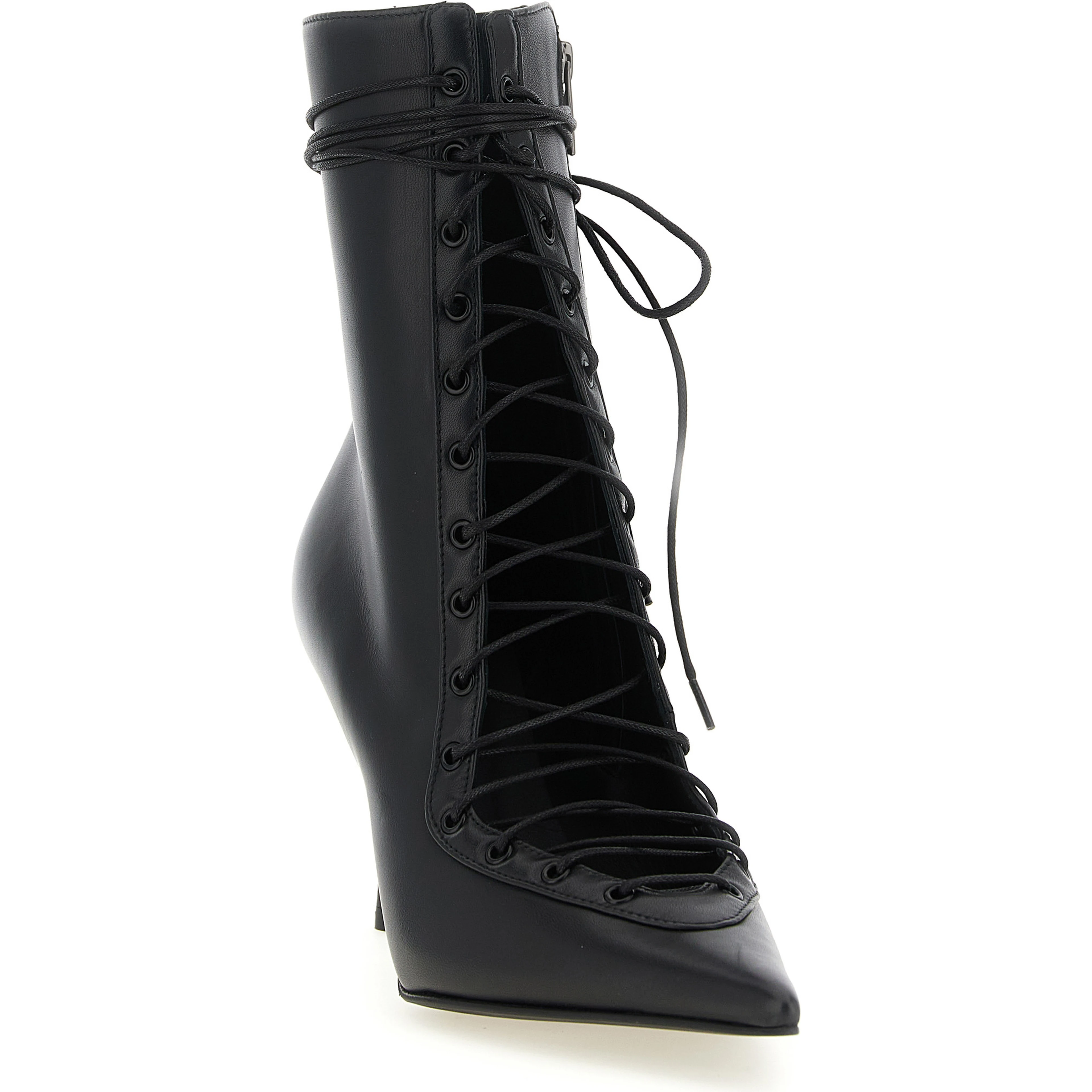 Black Lamb Leather Ankle Boots