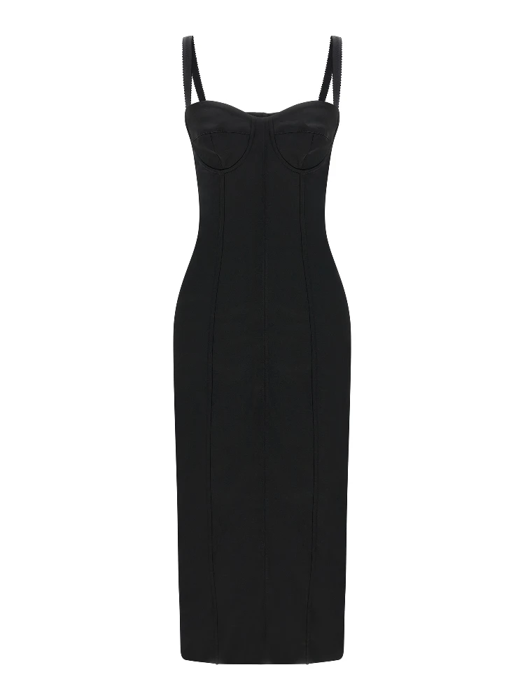 Black Acetate Midi Dress