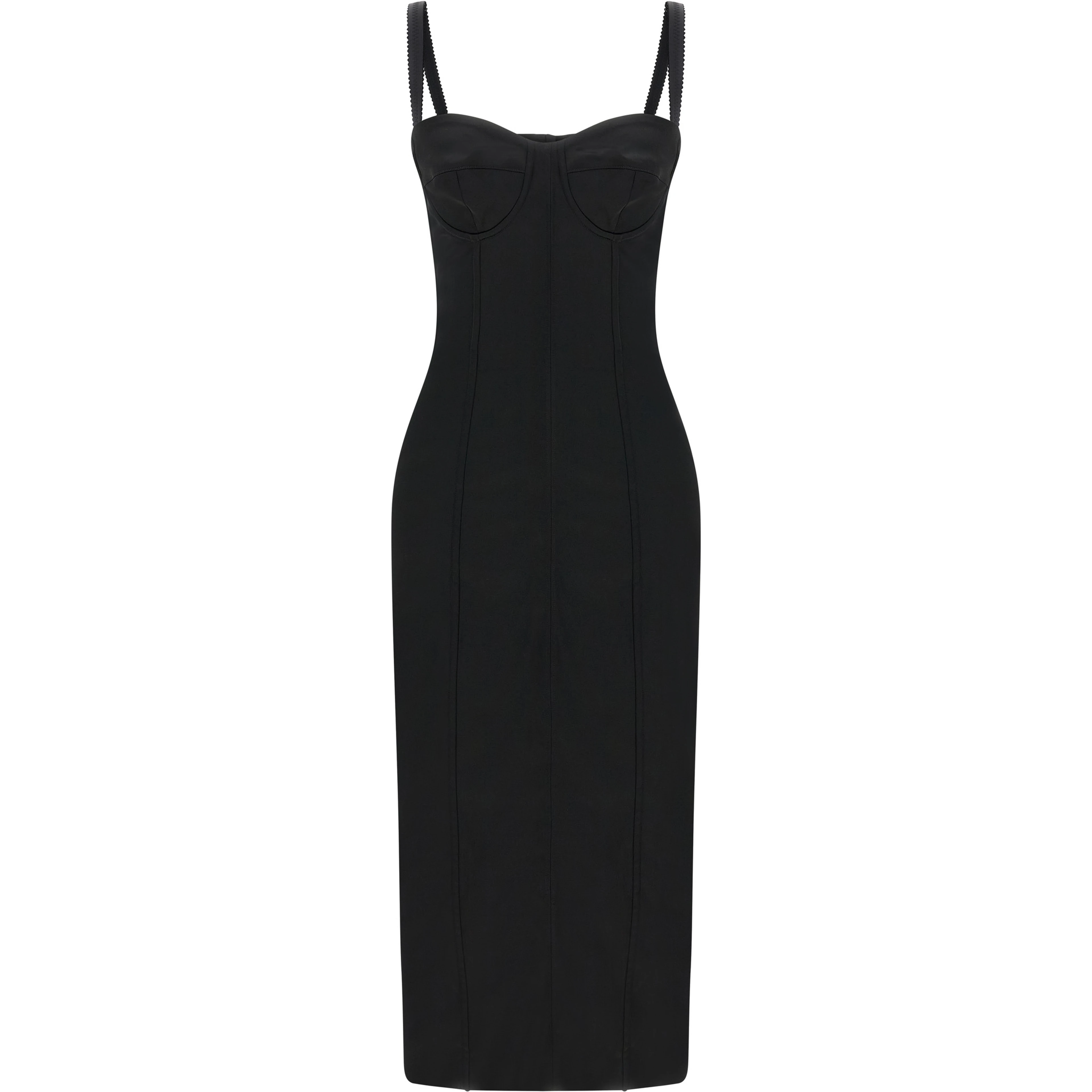 Black Acetate Midi Dress