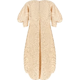 Beige Polyester Midi Dress