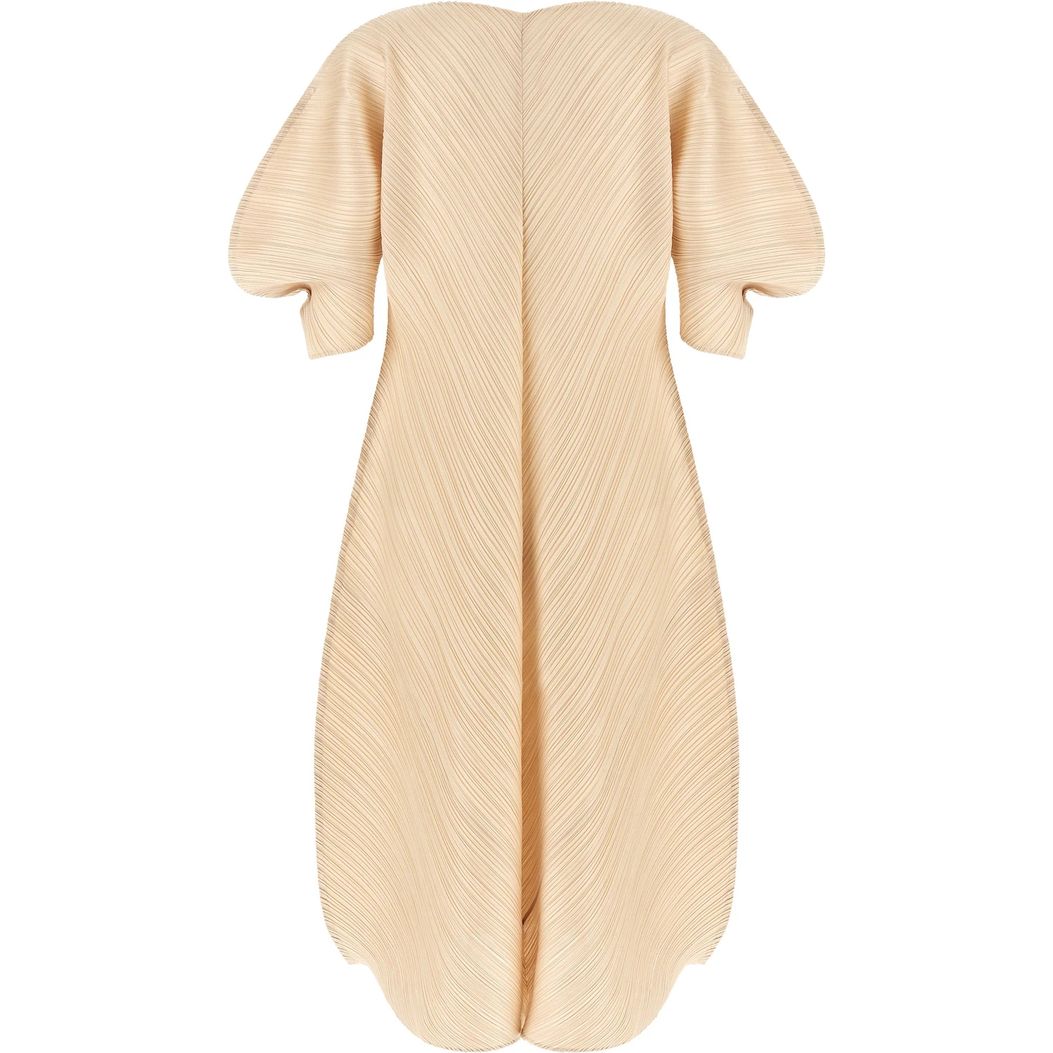 Beige Polyester Midi Dress