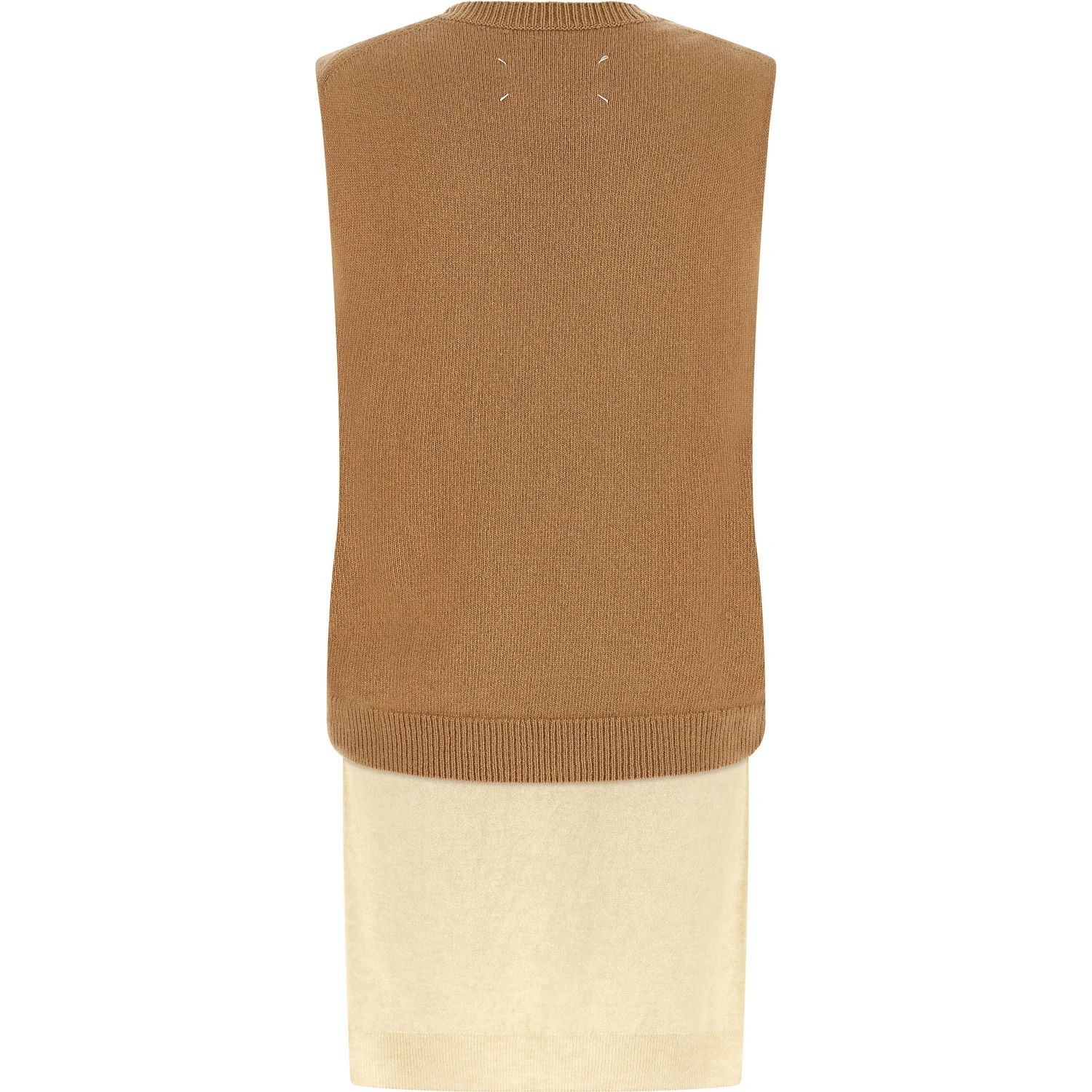 Beige Virgin Wool Sleeveless Jacket