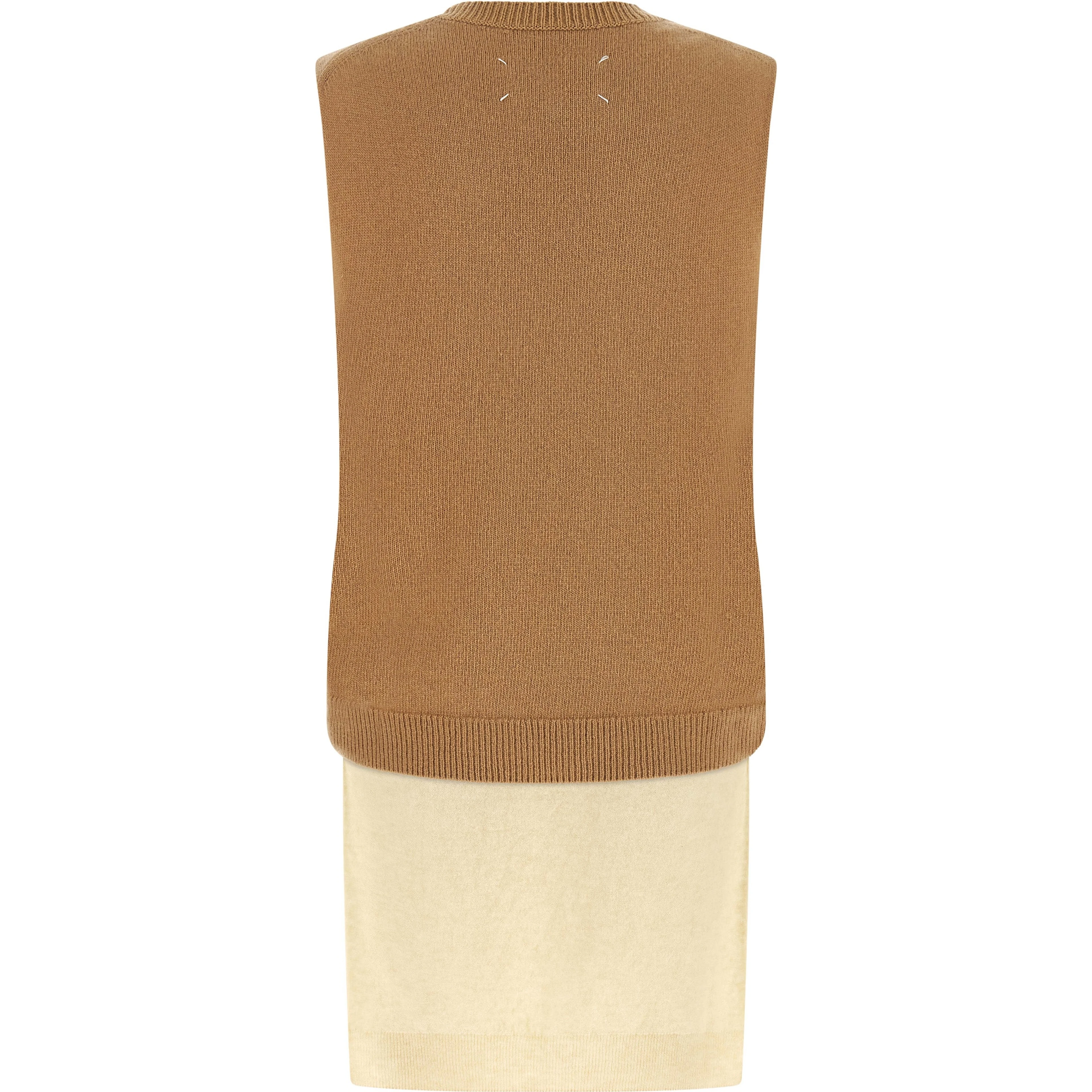 Beige Virgin Wool Sleeveless Jacket