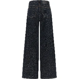 Blue Cotton Flared Jeans