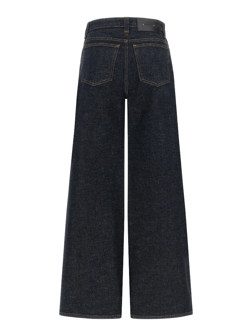 Blue Cotton Flared Jeans
