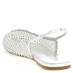 Silver Polyester Ballet Flats