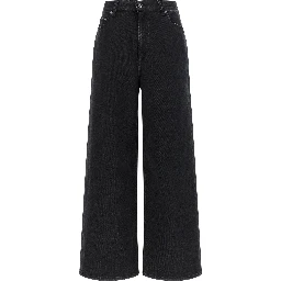Black Cotton Flared Jeans