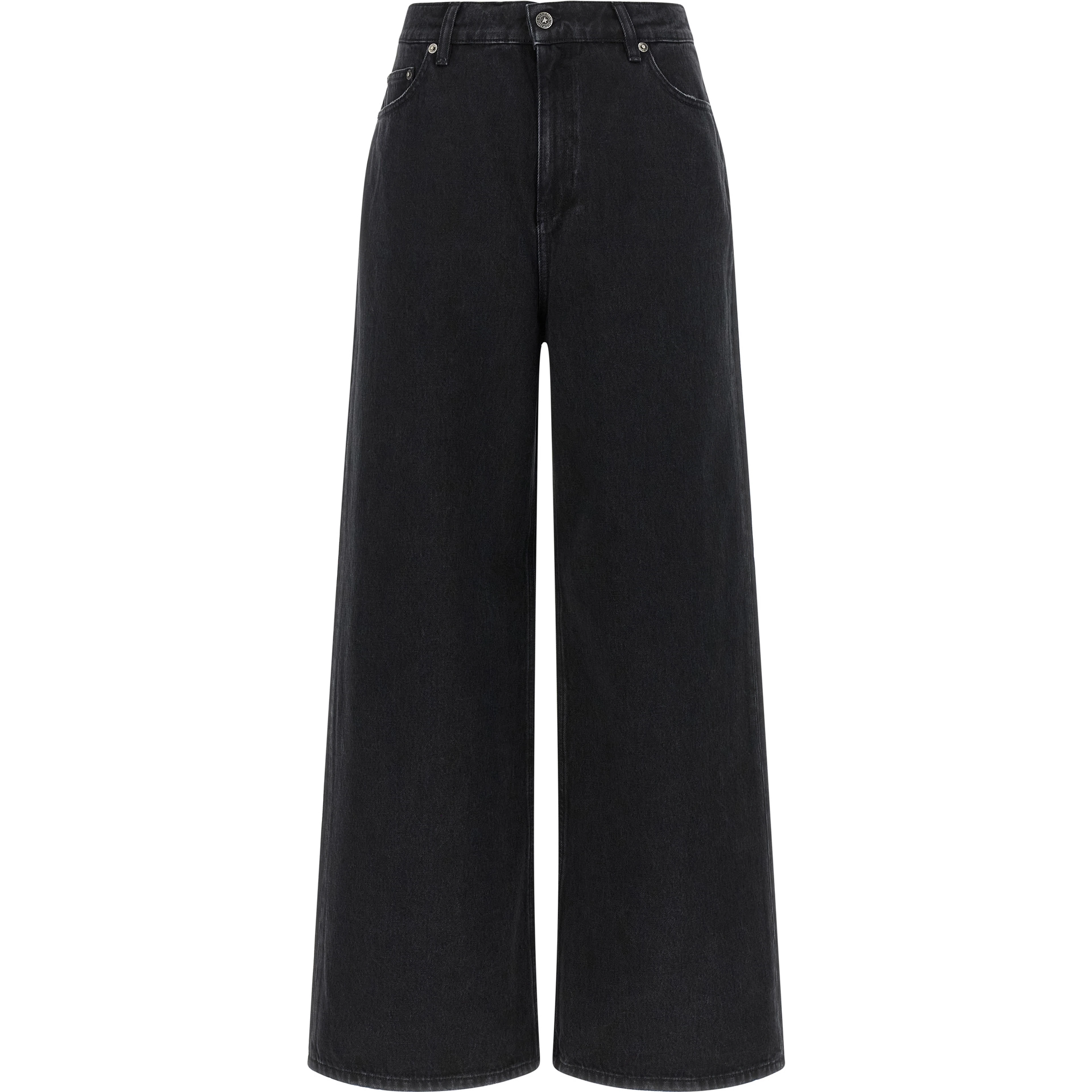 Black Cotton Flared Jeans