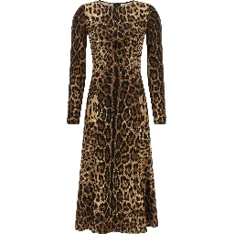 Brown Viscose Midi Dress